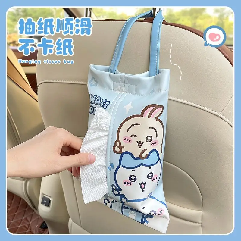 Cute Car Tissue Box Kawayi Chiikawa Hanging Cute Car Chair Back Cartoon Usagi Hachiware Car Drawer Car Interior Tissue Box Gift