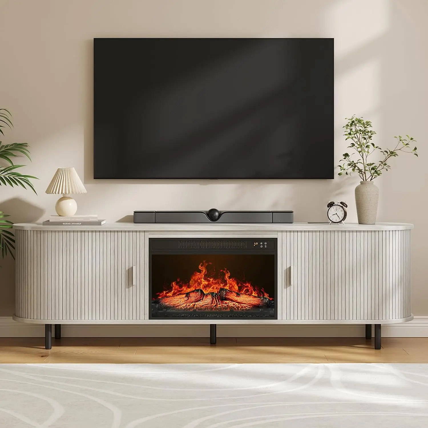 70.8 Inch Fluted Panel TV Stand with 23