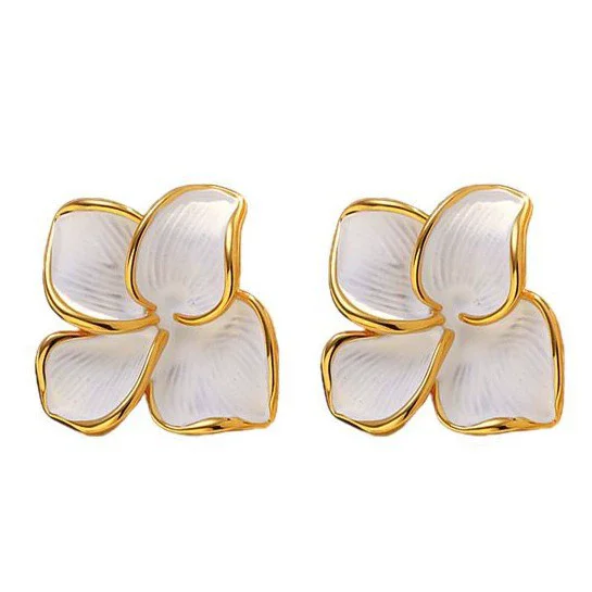 موضة جديدة ملونة قطرة الزيت زهرة أقراط مطلية بالذهب الفولاذ المقاوم للصدأ البوهيمي رومانسية مجوهرات هدايا الحفلات اليومية للنساء #5