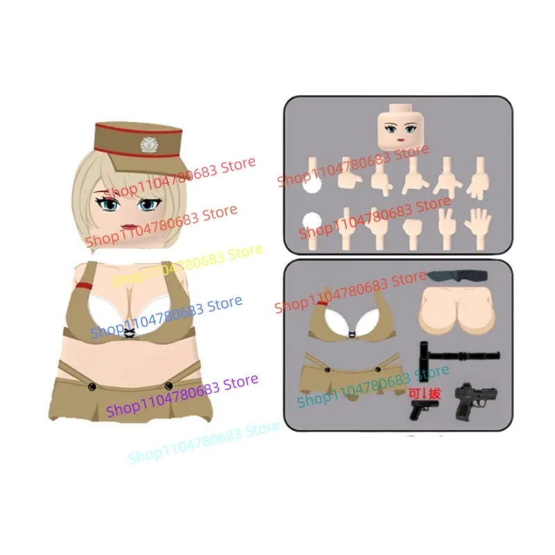 MOC اللبنات شخصية صغيرة معركة فتاة التجمع نموذج تمثال الكرتون أنيمي لعبة الزخرفية هدية عيد تحصيل