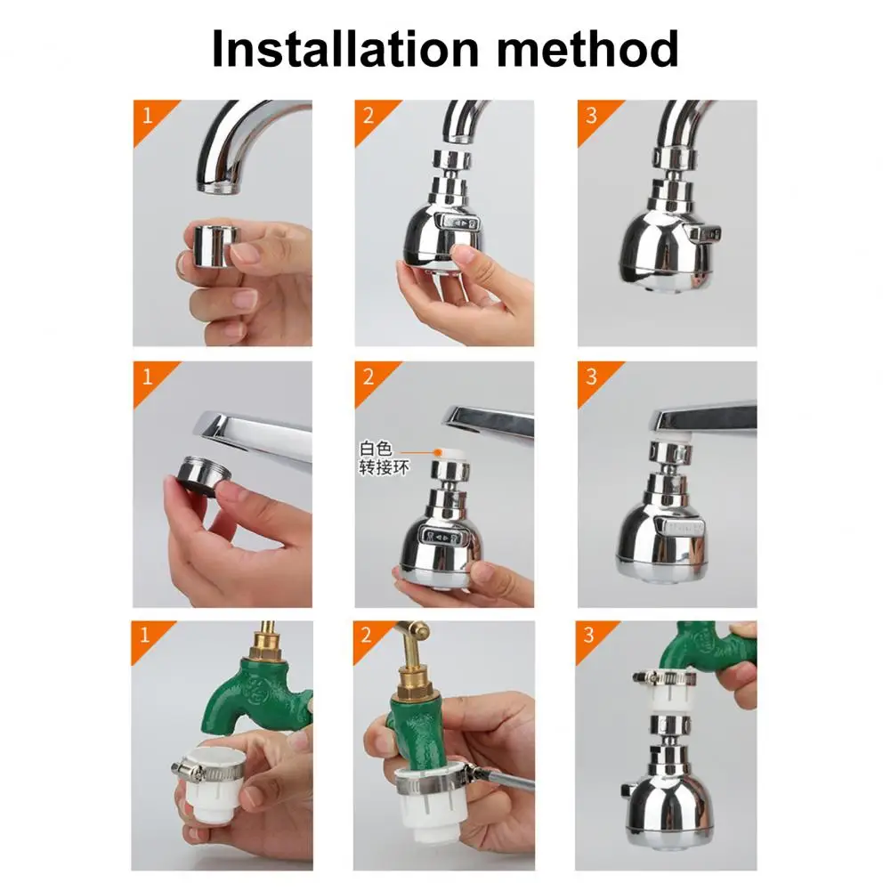 Kitchen Even Water Flow Faucet Extender Angle Adjustable Easy To Install ABS Resin Tap Extend Diffuser