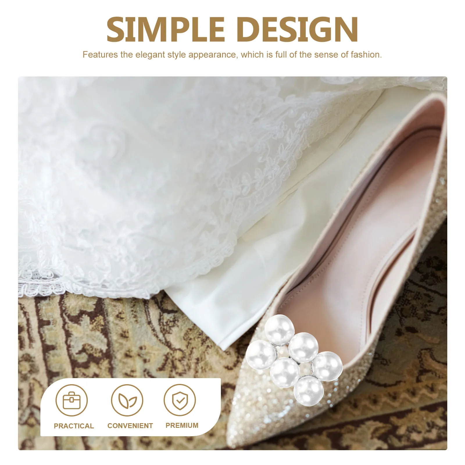 

Pearl Shoe Buckle 6 Pearls Gold Removable Decorative Clips for Wedding High Heels S Shoe Accessories Bride