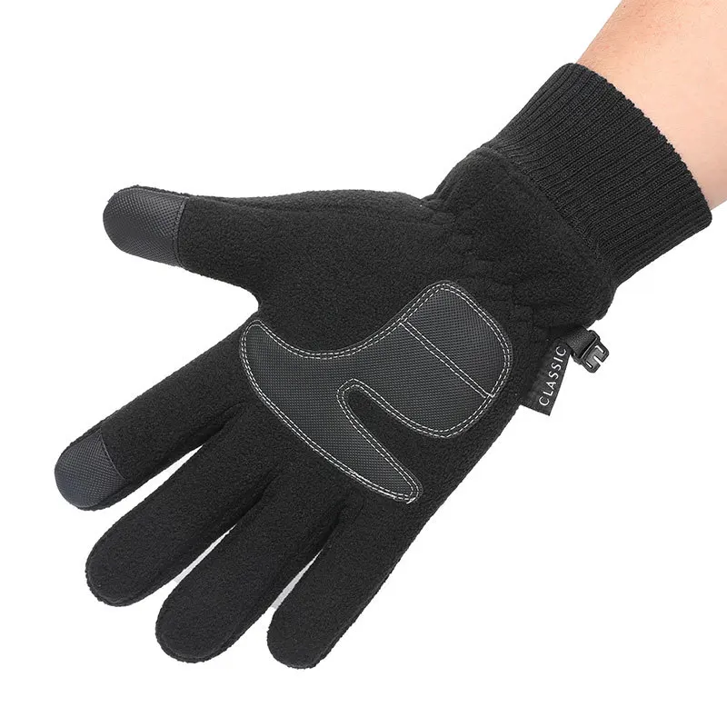 Men Women Winter Plus Velvet Thick Warm Sport Cycling Glove Polar Fleece Silica Gel Non Slip Touch Screen Driving Mitten F22