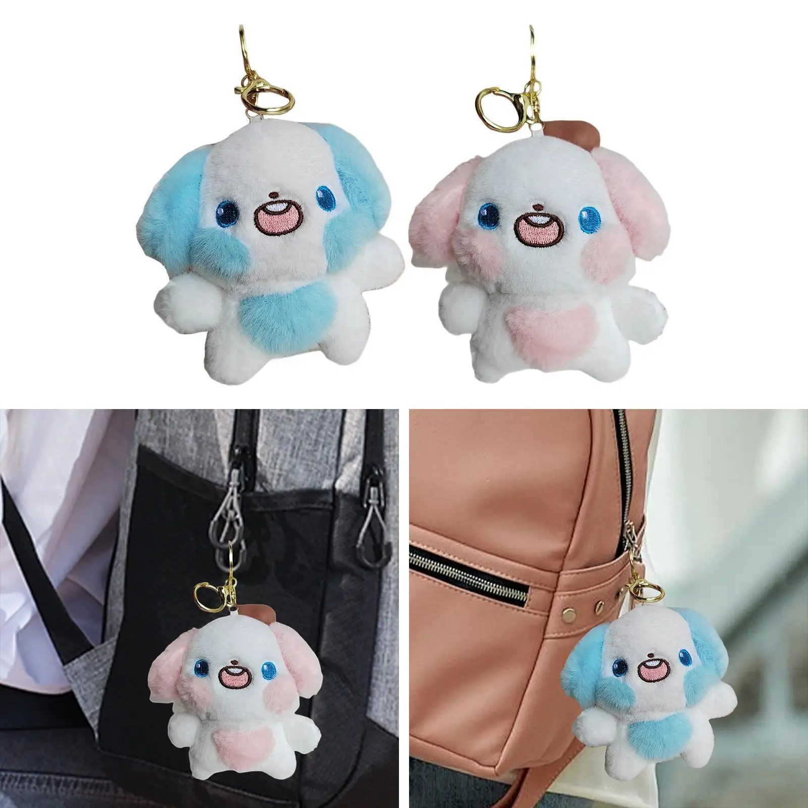 Porte-clés en peluche pour sac à main, joli porte-clés en peluche, chien de dessin animé, sac à main décoratif, faveur de fête pour femmes et filles