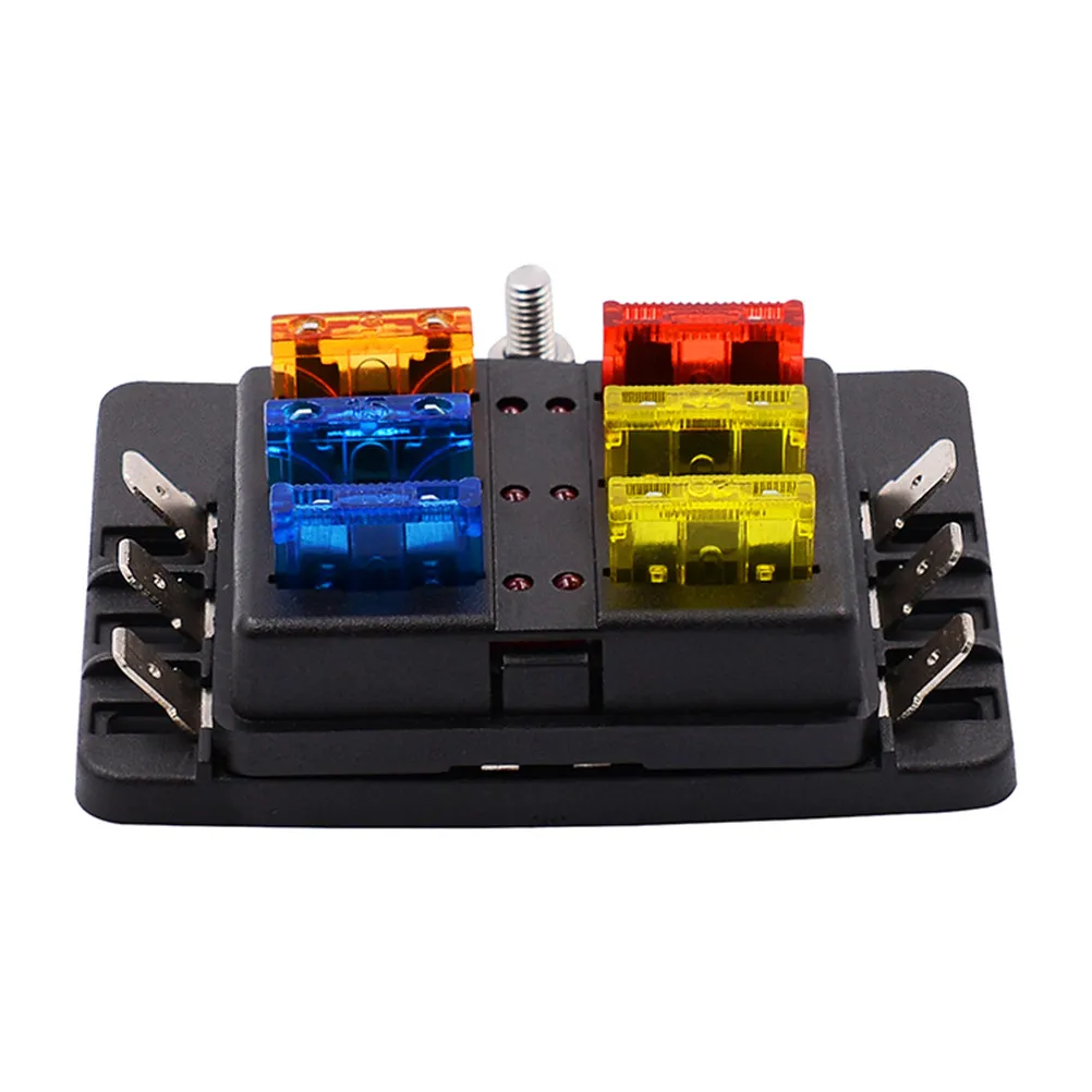 12-30V Car Fuse Box Base – 6-Circuit PC Terminal Block for RV & Auto Audio Wiring