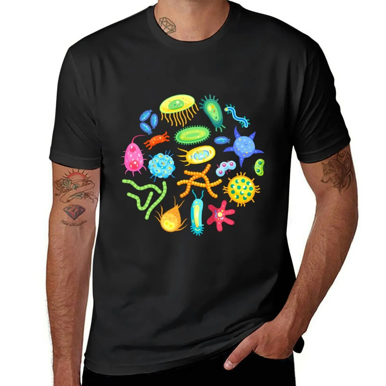 

Cute Microbes Bacteria, Virus, Ecoli MicroBiology Seamless Pattern Sticker Pack T-Shirt anime men clothings