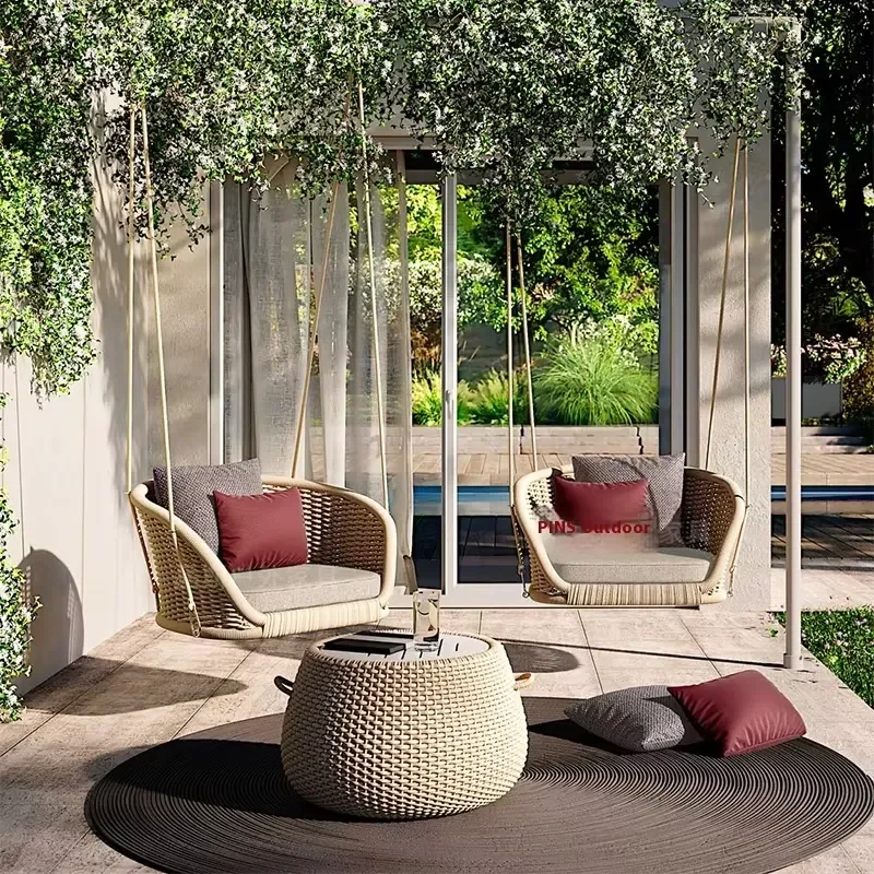 Courtyard Swing Outdoor Rattan Hanging Basket Balcony Hanging Basket Chair Single Double Swing Chair Bedroom