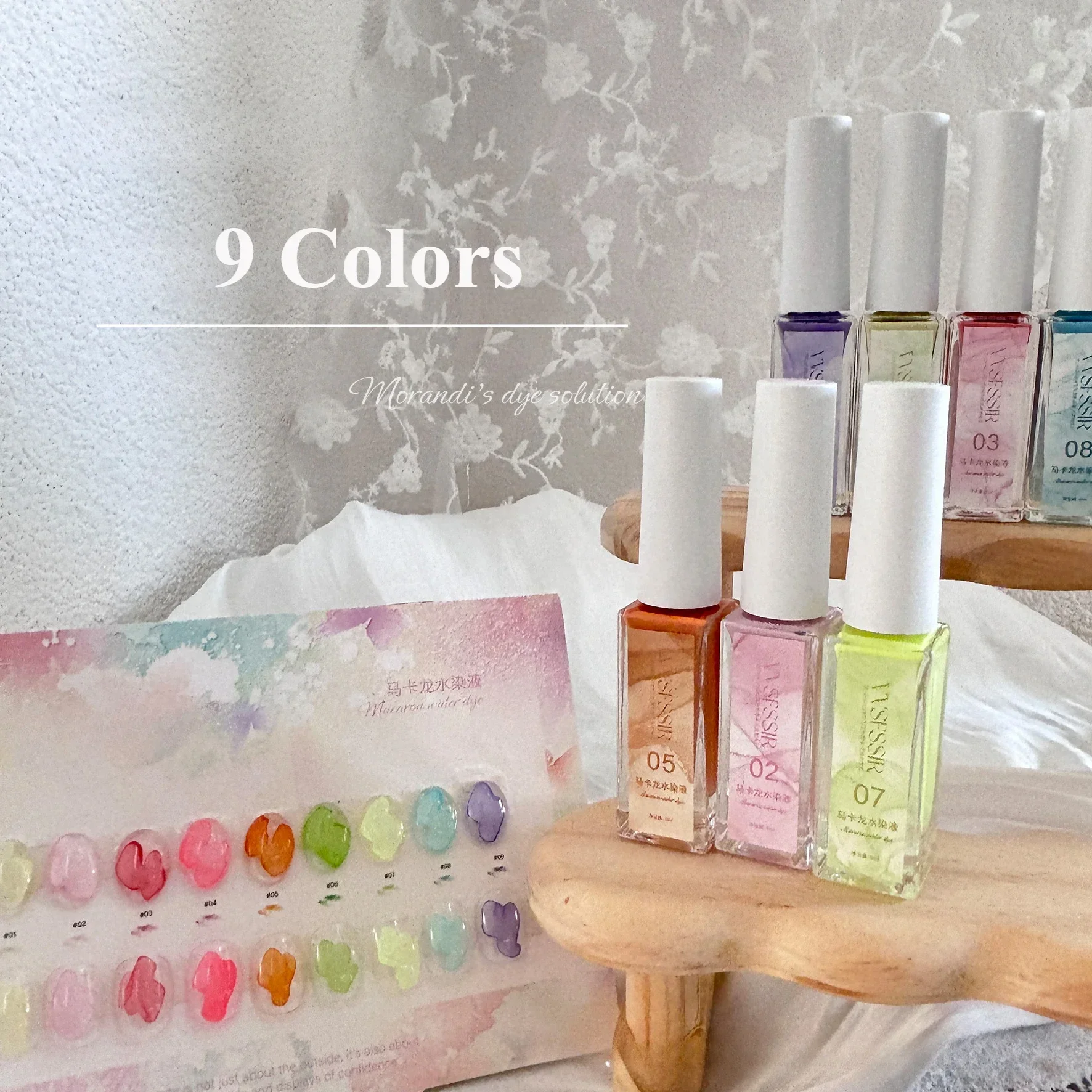 9Colors 6ML Nail Blooming Marble Liquid Air Dry Nail Art Design Water Color Ink Smoke Effect Painting Nail Polish Gel Varnishes