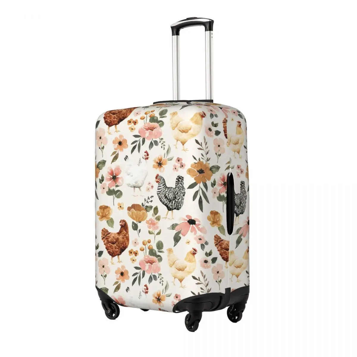 

Watercolor Chicken Floral, Charlotte Floral Collection Suitcase Cover Protection Elastic Travel Luggage Protector Covers
