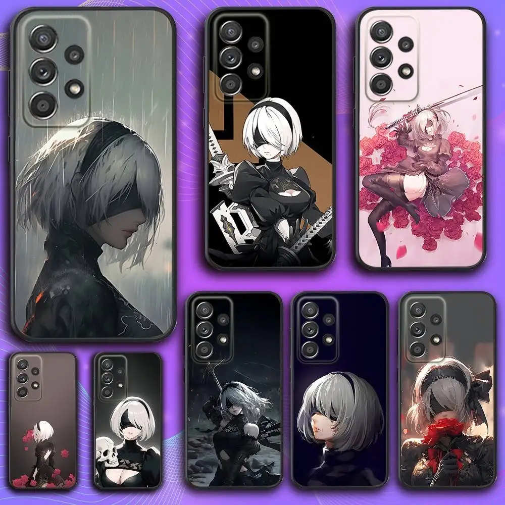 

N-Nier A-Automata 2B Phone Case For Samsung S 25,24,23,22,30,21,10,9,Ultra,Plus,Lite,FE,4,5 G Soft Black Case
