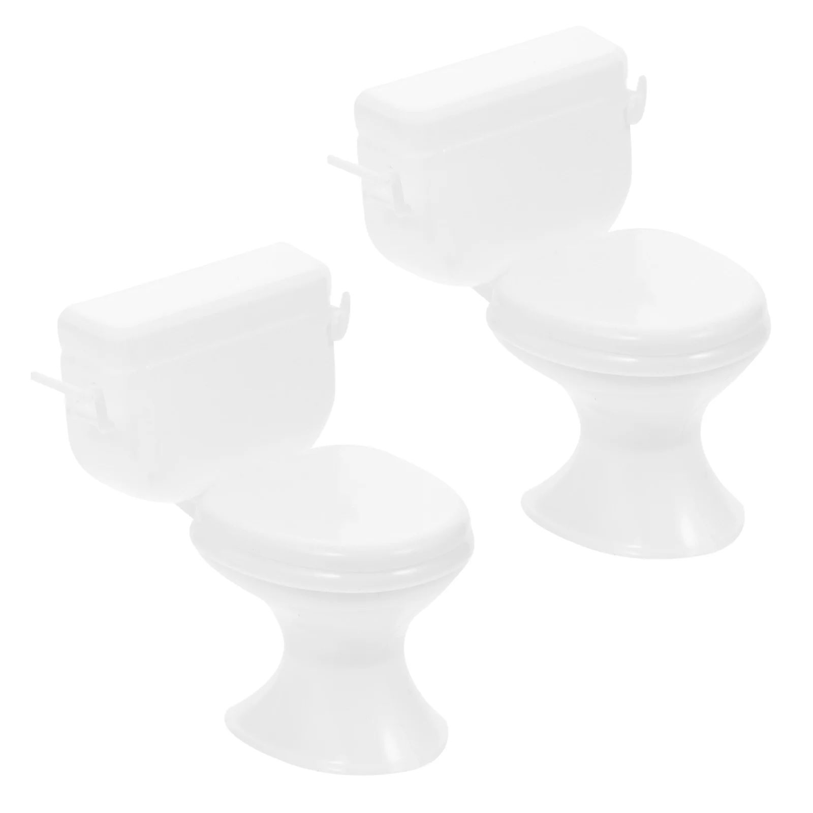 2 Pcs Dollhouse Toilet Bathtub Accessories Bathroom Toy Mini Furniture Plastic for Kids Child