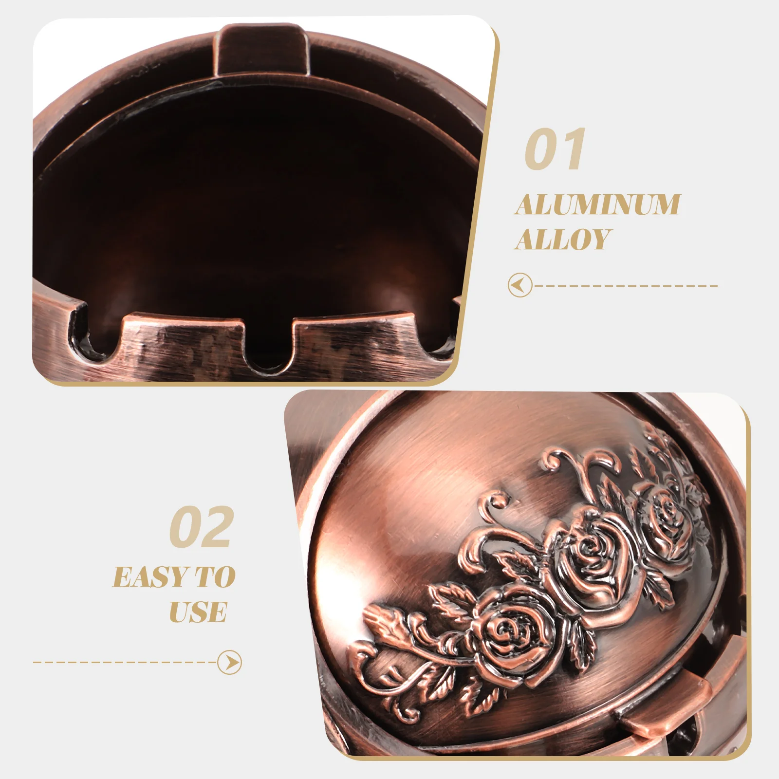 

Vintage Rose Retro Ball Shaped Copper Red Wear Resistant Aluminum Alloy Desktop Home Exquisite Ash Holder Supply Tabletop