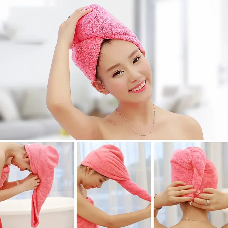 Girl's Hair Drying Hat Quick-dry Hair Towel Cap Hat Bath Hat Microfiber Solid Towel Cap Super Absorption Turban Hair Dry Cap