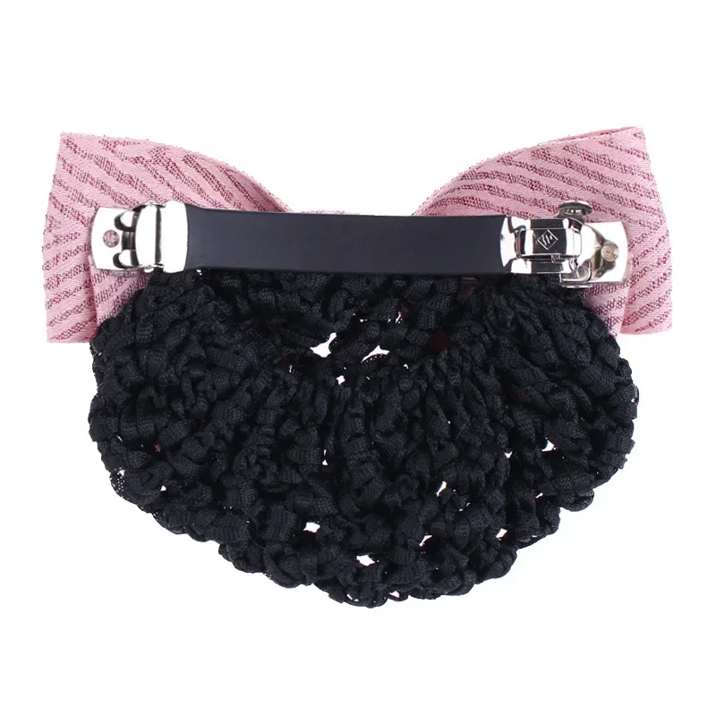 Women Hair Clip Professional Headdress Simple Bow Hairpins Bank Stewardess Nurse Pocket Net Pocket Bun Snood Hair Accessories