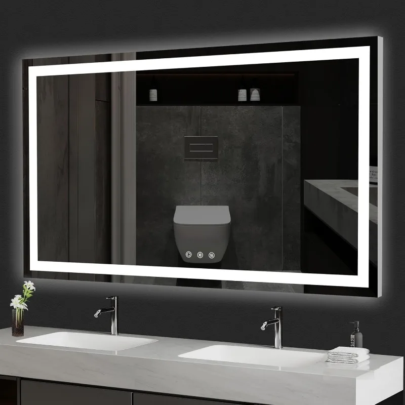 40x32 Inch LED Bathroom Mirror - Anti-Fog, Stepless Dimmable - Bathroom Mirror with LED Lights - 3 Color LED Mirror for Bathroom