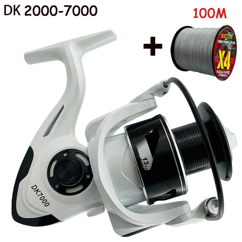 Spinning Fishing Reel White DK2000 3000 4000 5000 6000 7000 10KG Max Drag Carp Saltwater Reels Bass Pike Wheel Fishing Tackle