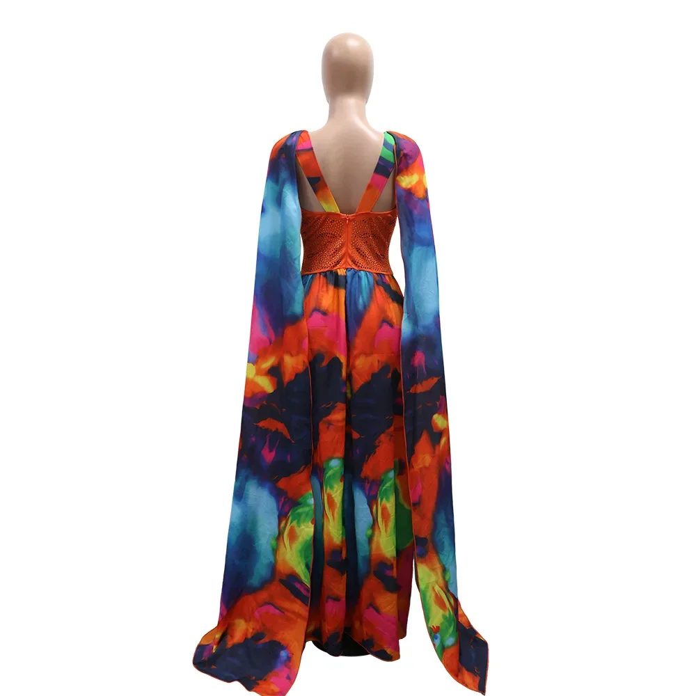 Dashiki Afrikaanse Feestavondjurken voor Vrouwen Herfst Elegante Afrikaanse Mouwloze V-hals Afdrukken Lange Maxi Jurk Toga Outfits