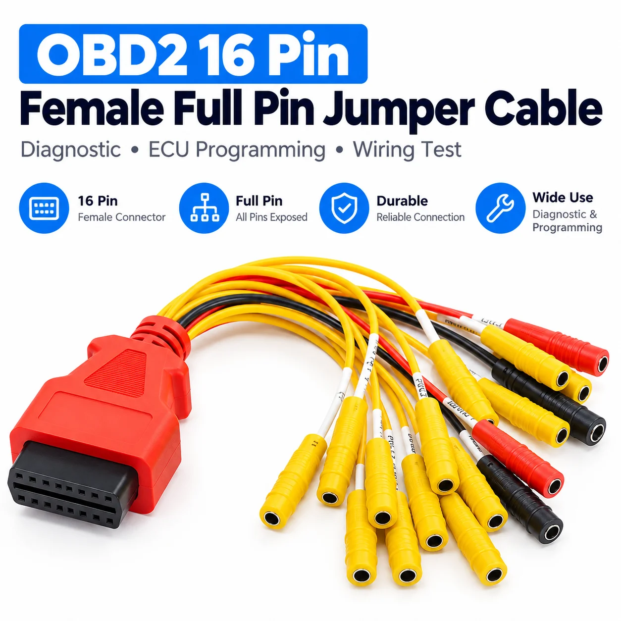 OBD2 16-Pin Female Full-Pin Breakout Jumper Cable / Main Wiring Harness
