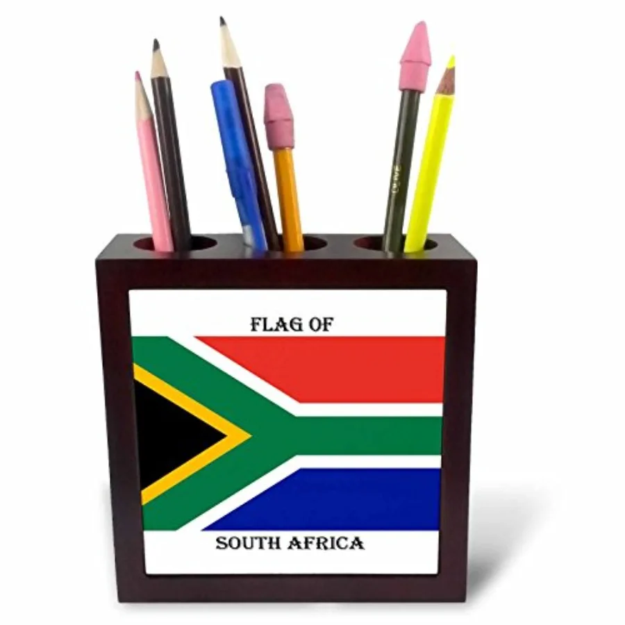 South Africa Flag Tile Pen Holder 5 inches