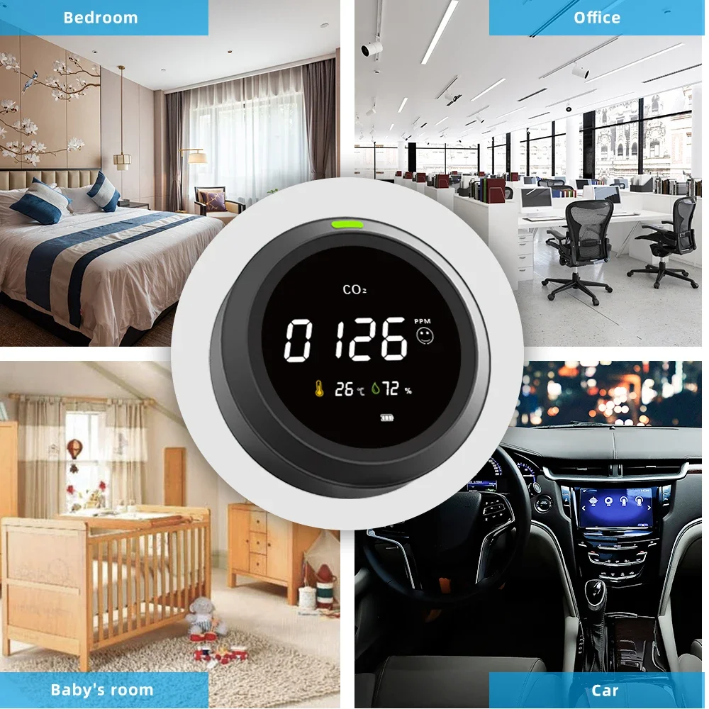 HABOTEST-Mini Qualidade do Ar NDIR Co2 Sensor, Detector de Temperatura e Umidade, Multifuncional, Portátil, 5000 PPM