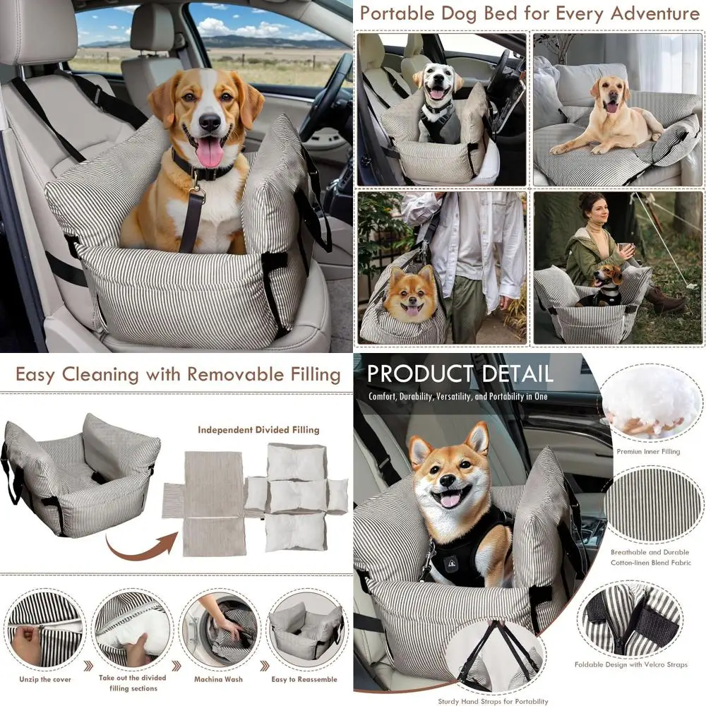 

Приподнятое автокресло для маленьких и средних собак до 40 фунтов — ремень безопасности, нескользящая основа, карманы для хранения (коричневый, 30 x 20,5 дюймов)