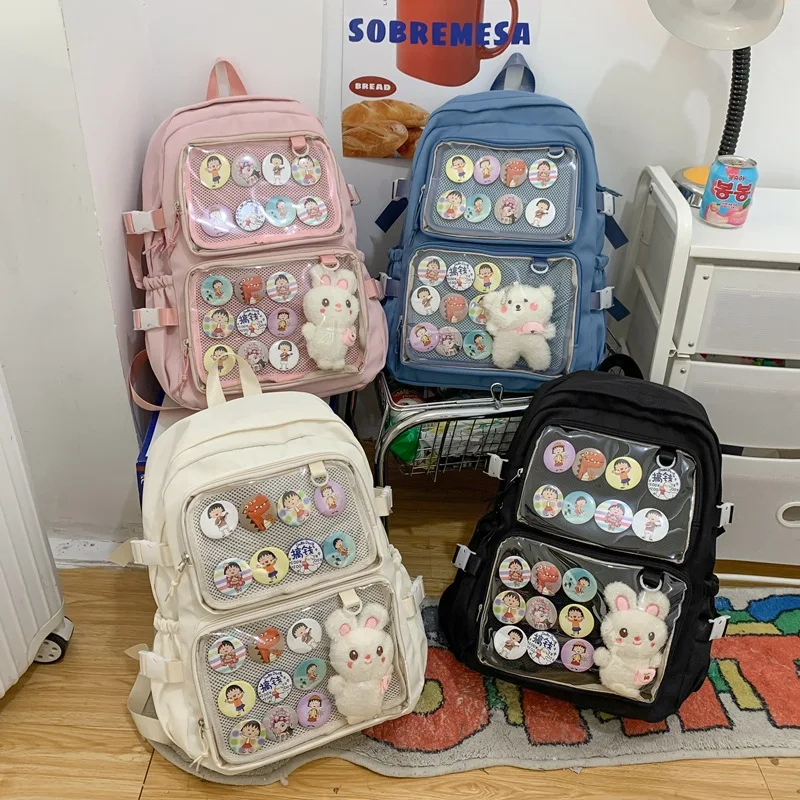 Japan ItaBag Transparent PVC Backpack School Bags For Girls Kawaii Casual Book Travel Rucksack