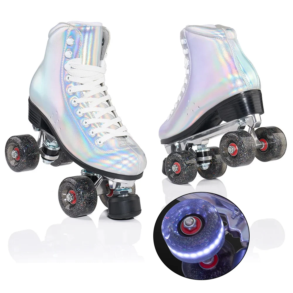 

New Fashion Metal Bracket Double Row Quad Roller Skates 4-Wheel Adults Professional Brush Street Skating Rink Sliding Sneaker