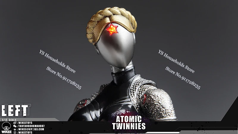 Wikeetoys WKT002 1/12 왼쪽 Atomic Twinnies 액션 피규어 Movebale 로봇 바디 소녀 얼굴없는 마스크 헤드 디자인 6 "풀 세트 군인