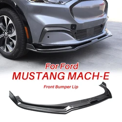 For Ford Mustang Mach-E Front Bumper Lip Spoiler Splitter Diffuser Shovel Body Kit Trim PP Gloss Black Car Accessories