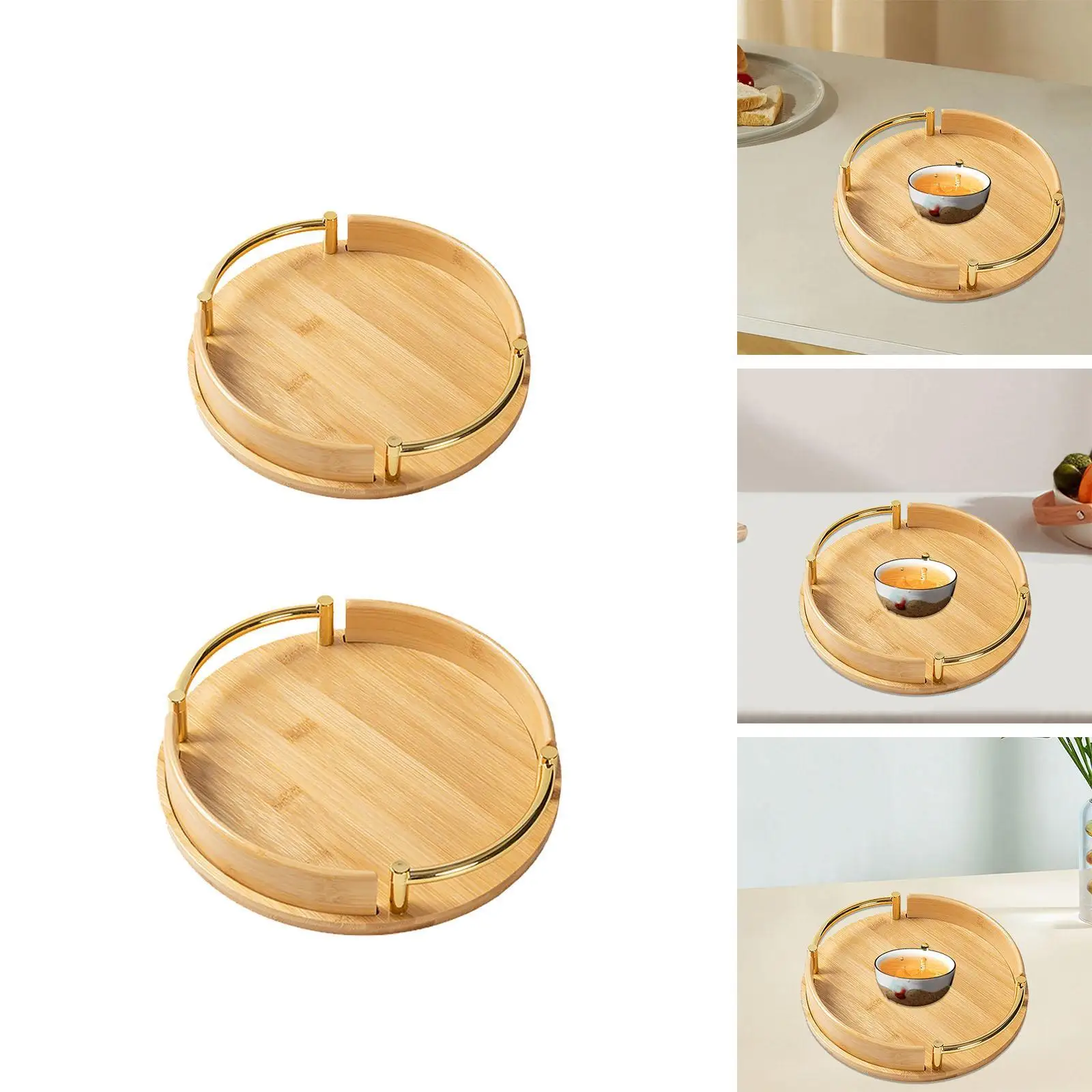 Serving Tray,Simple Easy to Use Stylish Coffee Storage Platter Wooden Tray for Home Countertop Kitchen Restaurant