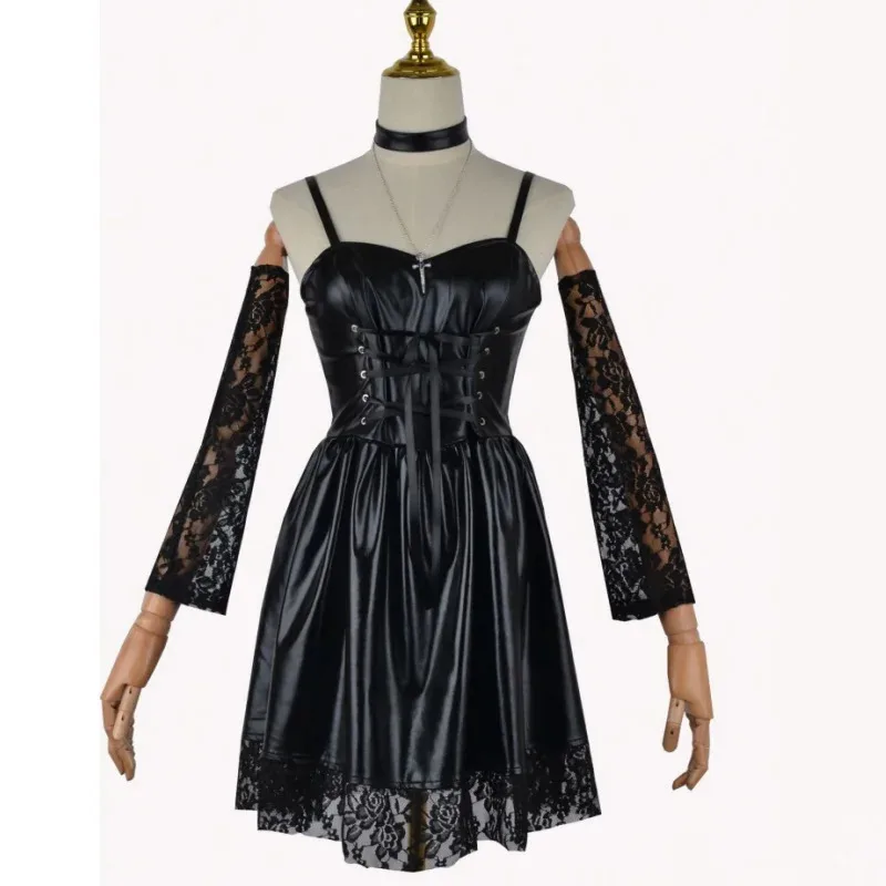 

Миса Амане Death Note костюмы для косплея из искусственной кожи сексуальное платье ожерелье с кружевными рукавами чулки женская униформа аниме наряды