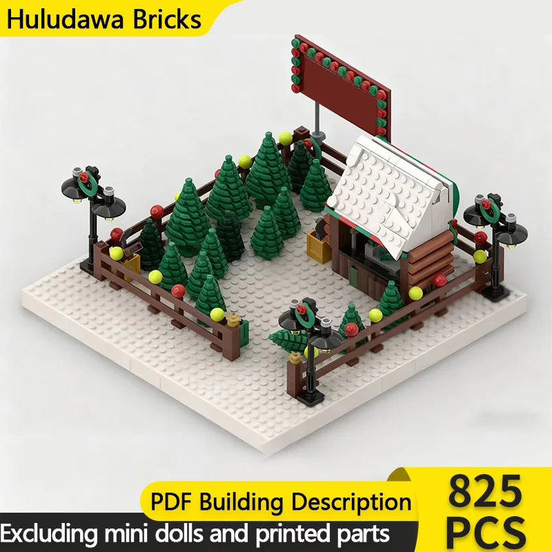 

City Street View Model MOC Building Bricks Christmas Tree Shop Modular Technology Children Holiday Gifts Assemble Toys Suit