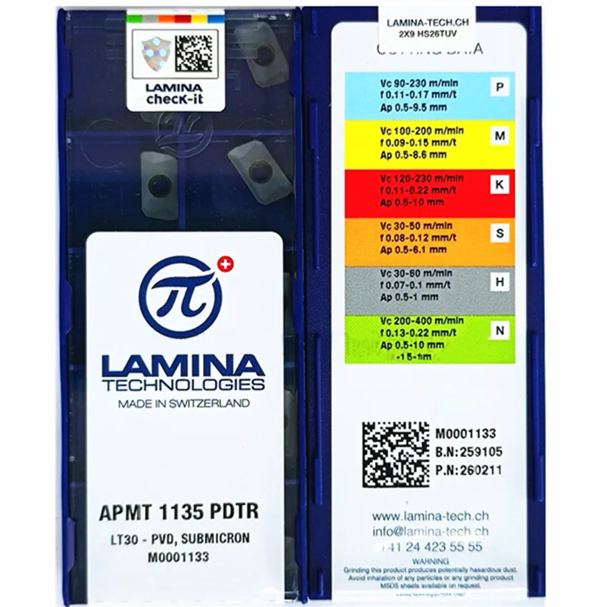 APMT1135PDTR LT30/APMT0903PDTR LT30/APMT1135PDER-M2 LT15/APMT1135PDER-H2 LT15 LAMINA CNC carbide inserts 10pcs/box