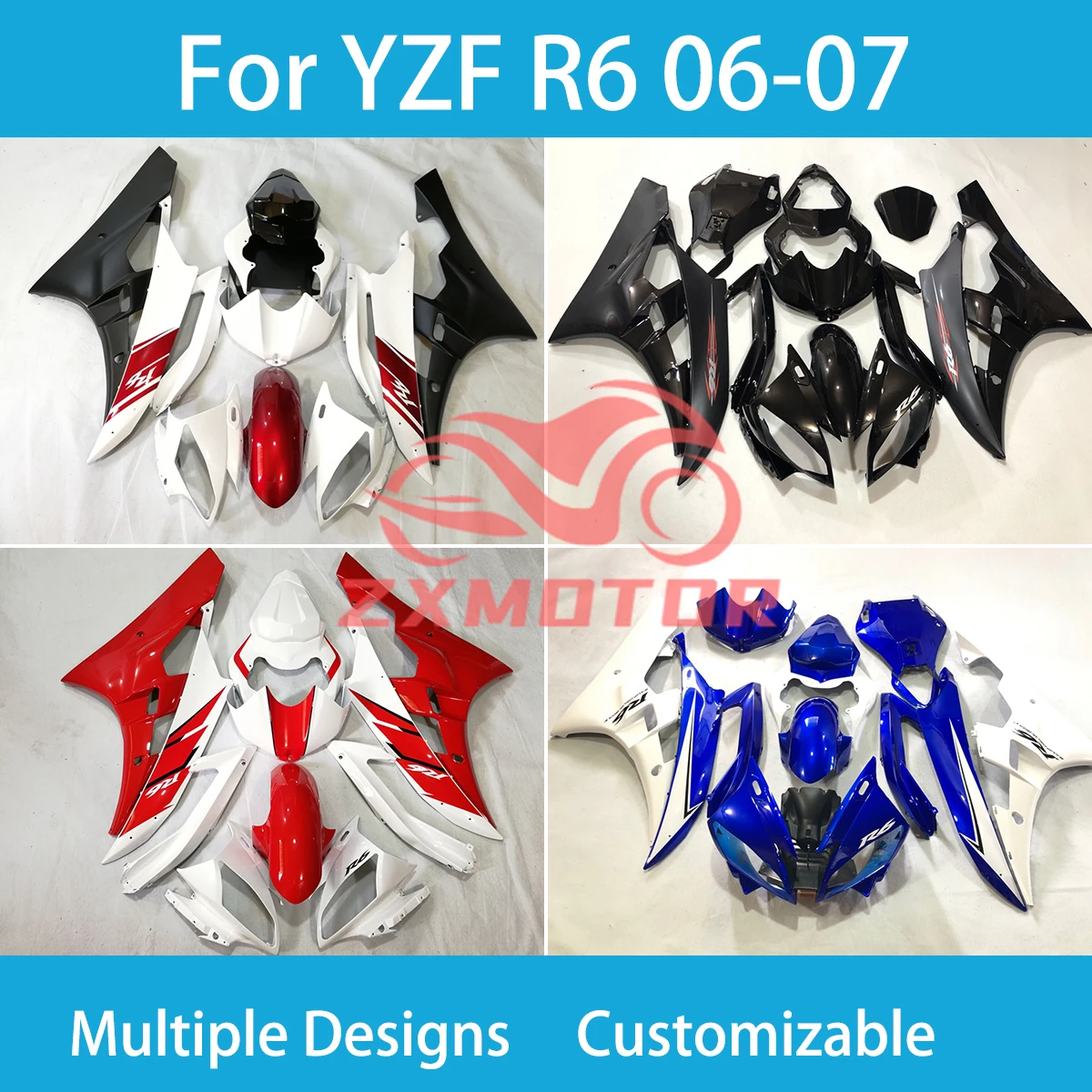 YZF R6 2006 2007 New Style Fairings for Yamaha YZF R 6 06 07 Motorcycle Customizable Cowling Injection Bodywork Set Fairing Kit