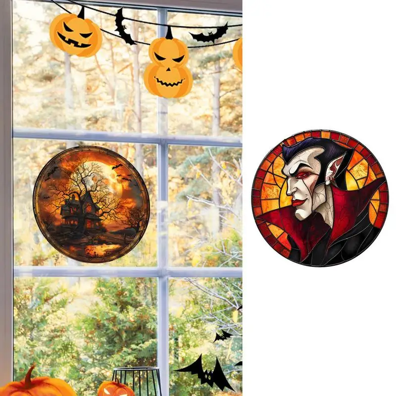 Halloween Window Clings 25.4cm Spooky Glass Clings Static Adsorption Glass Door Anti-Collision Warning Decoration For Carnival