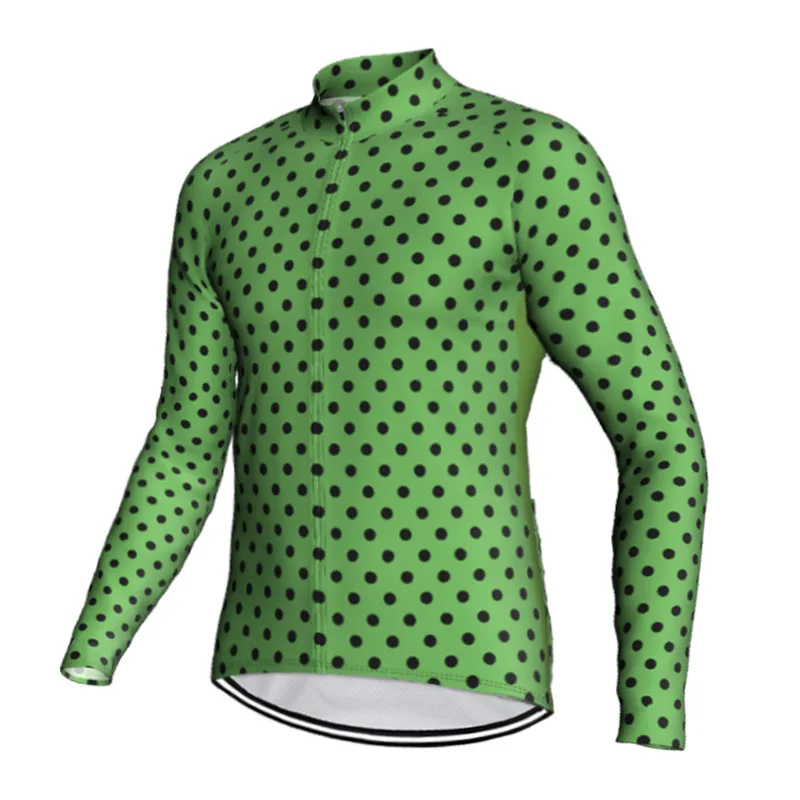 Bike Jersey,  Cycling Shirt, Green Pink White Black Dot, Road Coat, Motocross Clothes, Bicycle Top, Rider Jacket, Sports Sweater