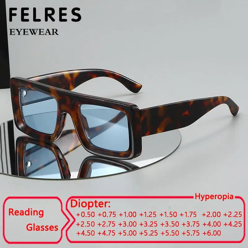 

Wide Leg Thick Frame Blue Reading Sunglasses Men Women Jelly Color Fashion Presbyopic Eyeglasses Tinted Outdoor Shade Glasses