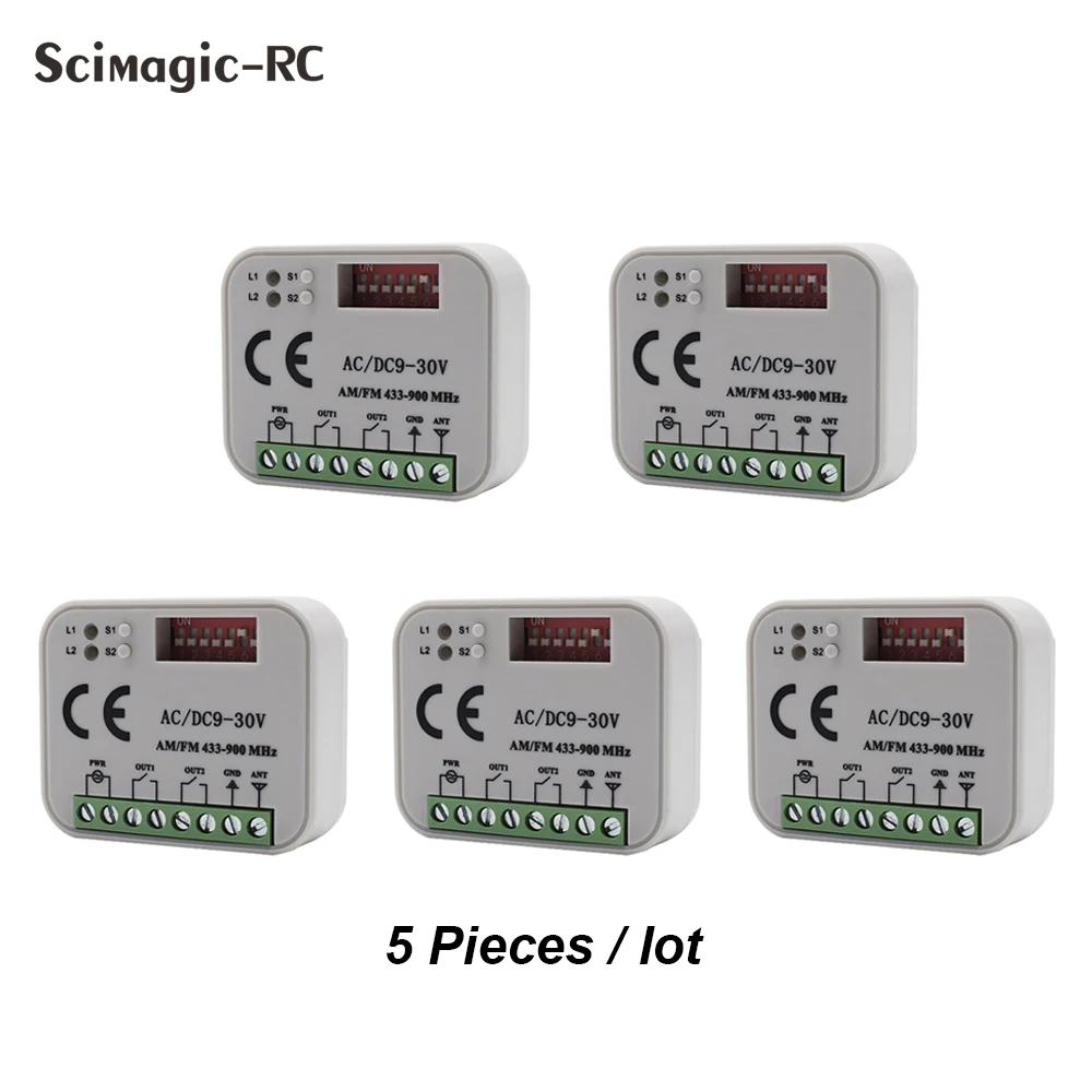 Top 5pcs Remote Control Switch Receiver 433MHz 868MHz 390MHz RX Multi-frequency Opener AC/DC 9-30V 300-868MHz For Garage Gate