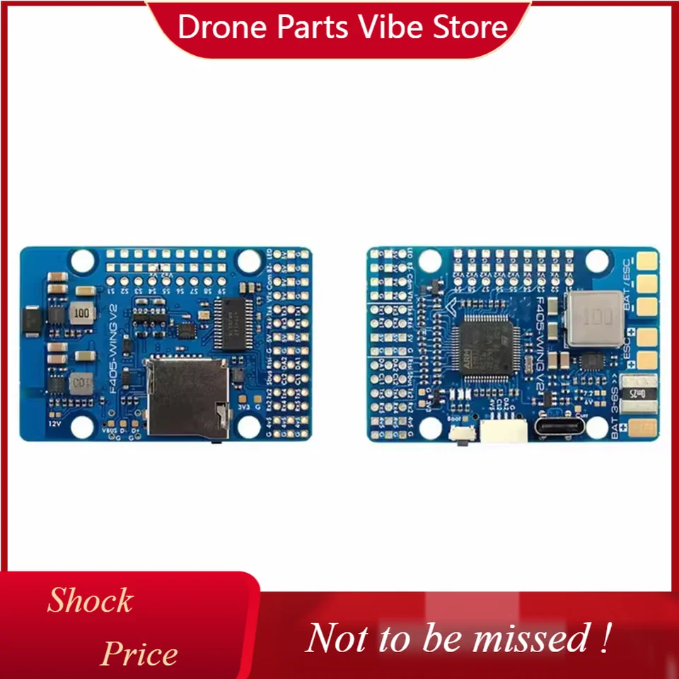 

DPMATEK MATEKSYS Flight Controller F405-Wing-V2 STM32F405RGT6 3~6S LiPo Built- in Baro OSD Blackbox for RC FPV Drone