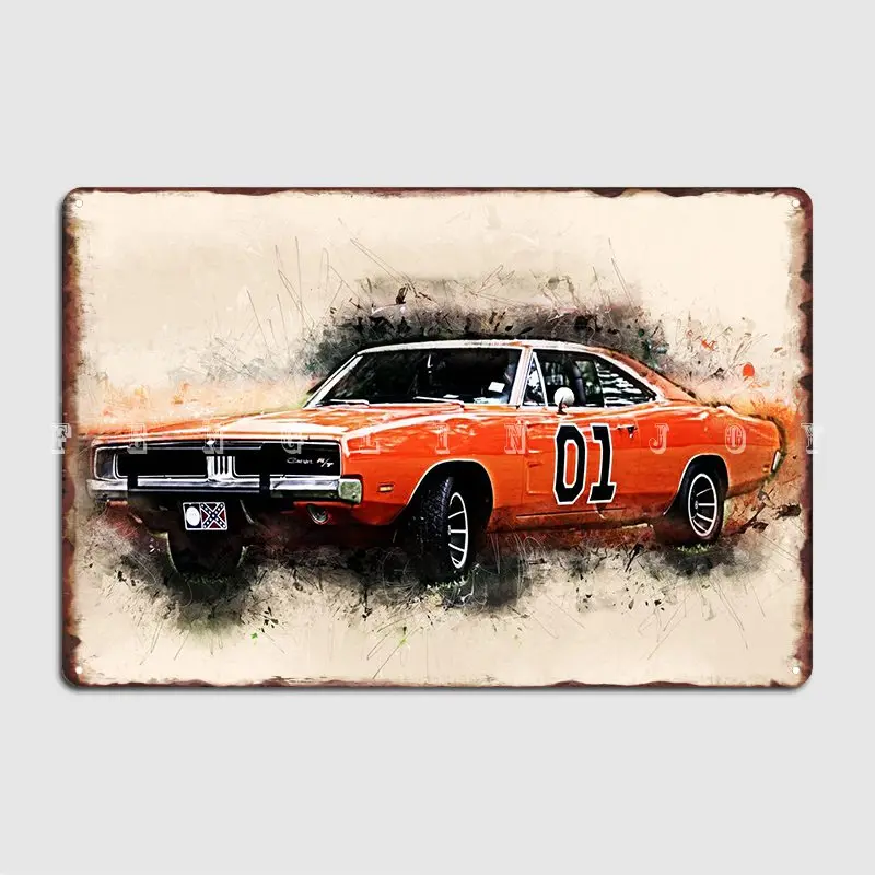 General Lee Dukes Hazard Poster Metal Plaque Cinema Kitchen Cave Pub Funny Garage Decoration Tin Sign Poster