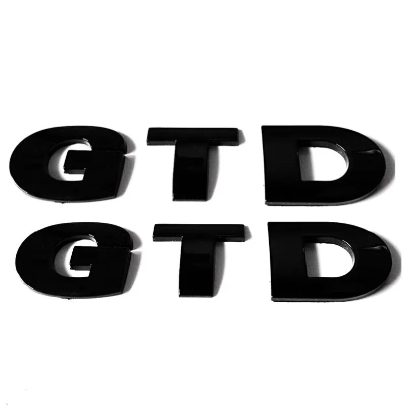 

2PCS GTD Glossy Black Plastic Car Emblems Modified Stickers Logos Nameplates Badges Auto Accessory Part