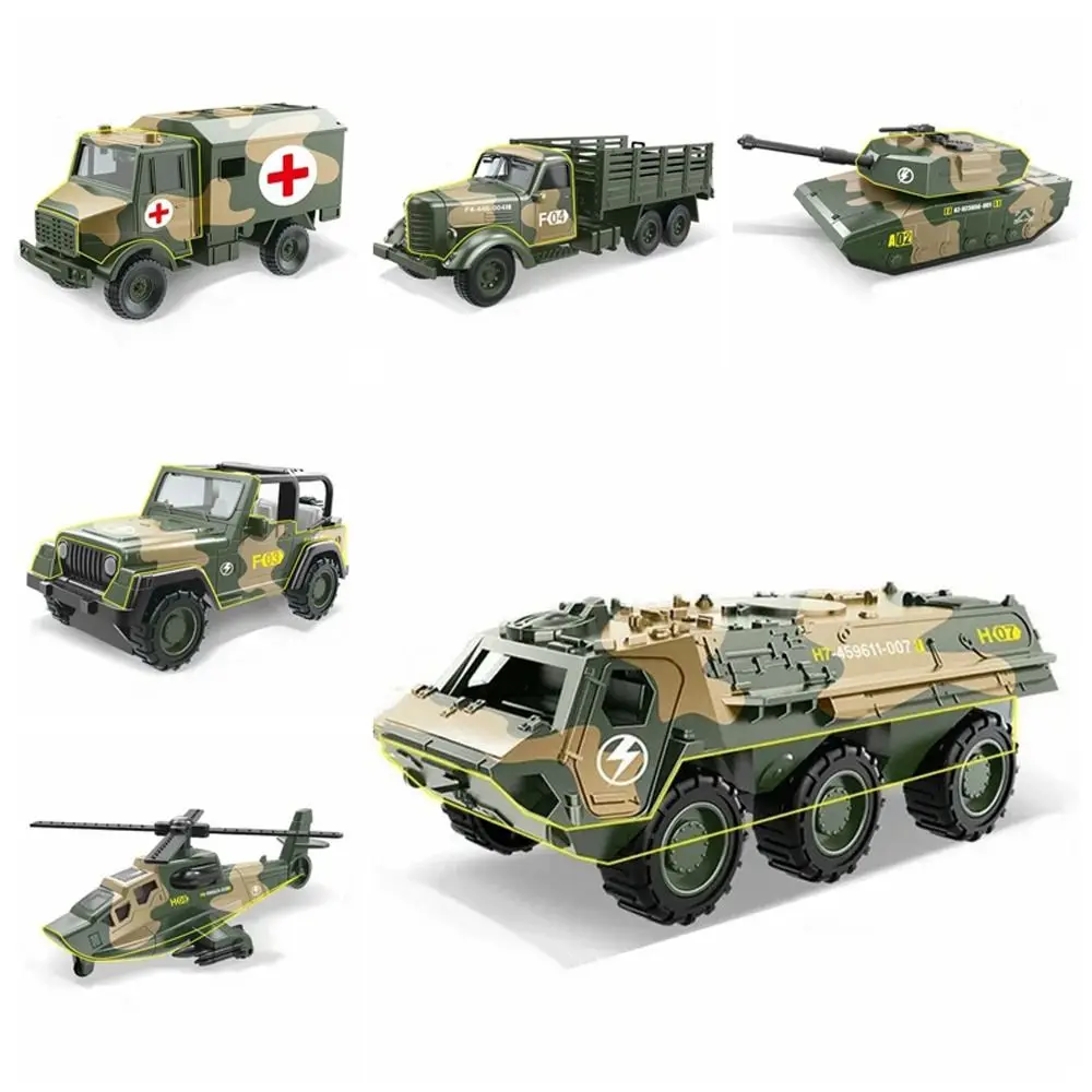 Ornamenten Simulatie Tank Model Auto Model Speelgoed Legering Metaal Trek Auto's Helikopter Ambulance Gepantserd Voertuig Speelgoed Jongens Cadeau