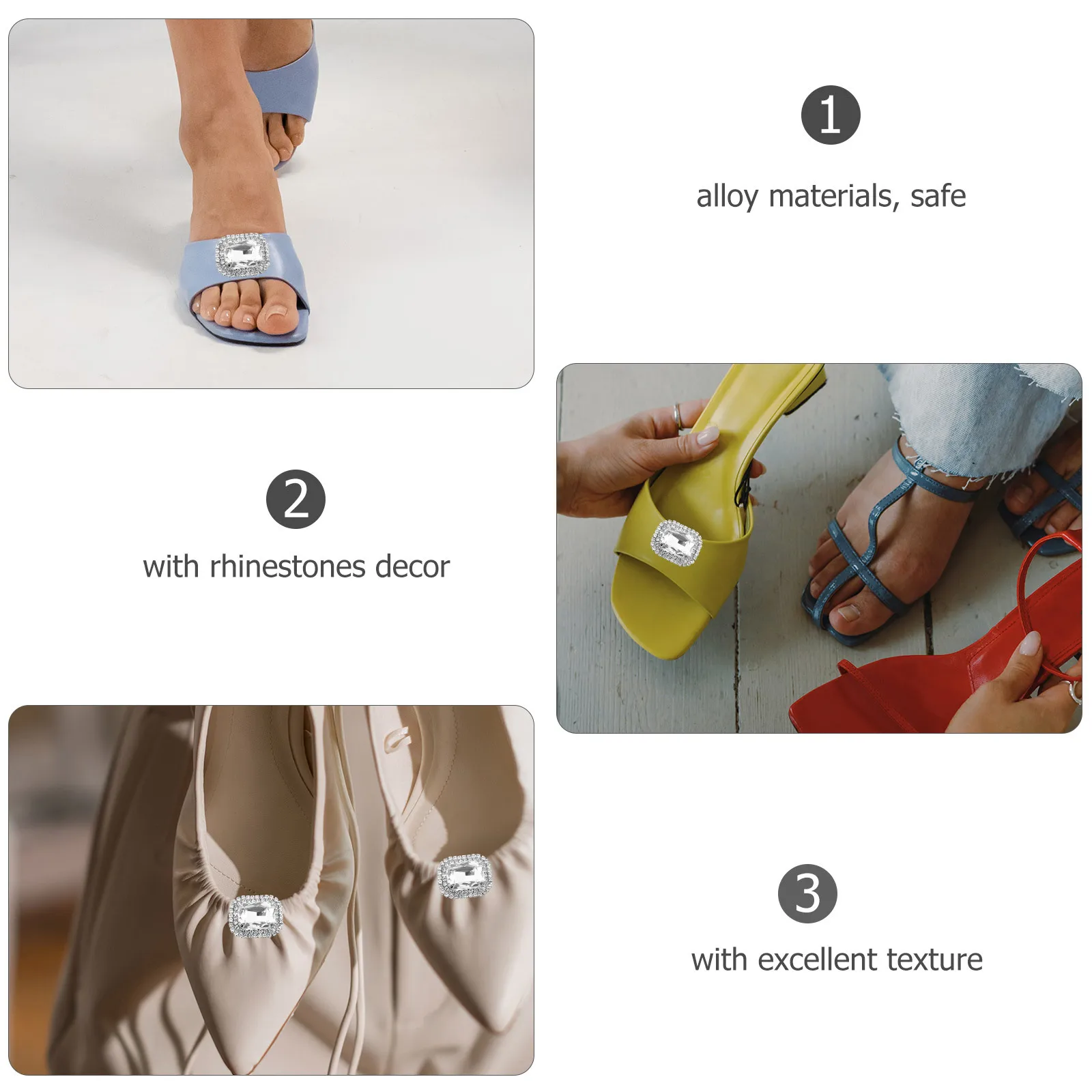 

1Pair Rhinestone Shoe Clips Removable Decorative Wedding Shoe Charms Buckles Accessories for Women High Heels Party Prom