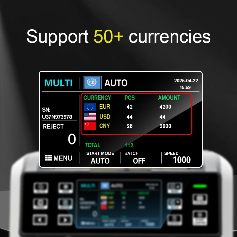 Sorter with Dual CIS Multi-Currency Money Counter Bank Grade P200 Banknote