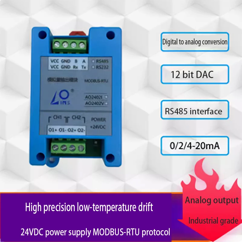 

MODBUS digital signal generator analog output module RS485 to 4-20mA 0-10V 1-10V