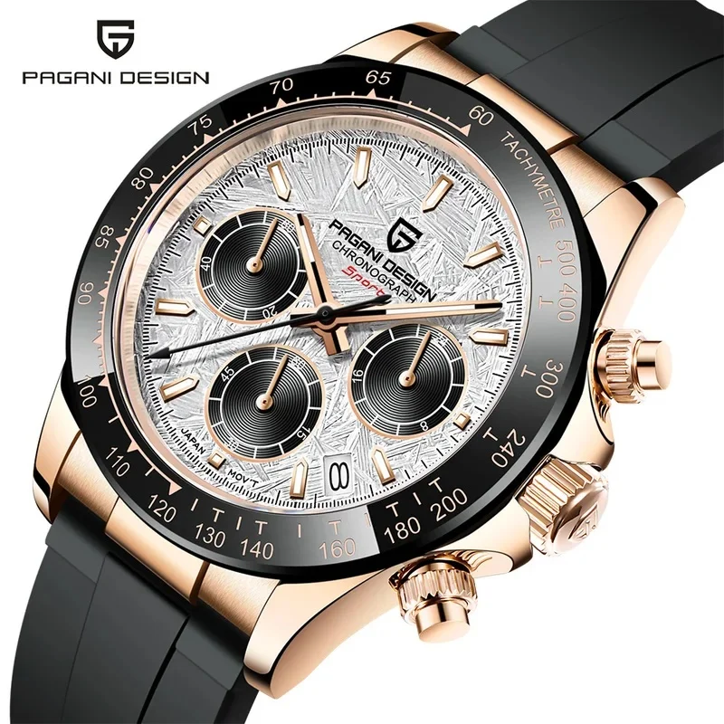 PAGANI DESIGN PD-1664 PD-1644 Men Quartz Chronograph Watch Japan VK63 Movement Sapphire Crystal Waterproof Sports Wristwatch