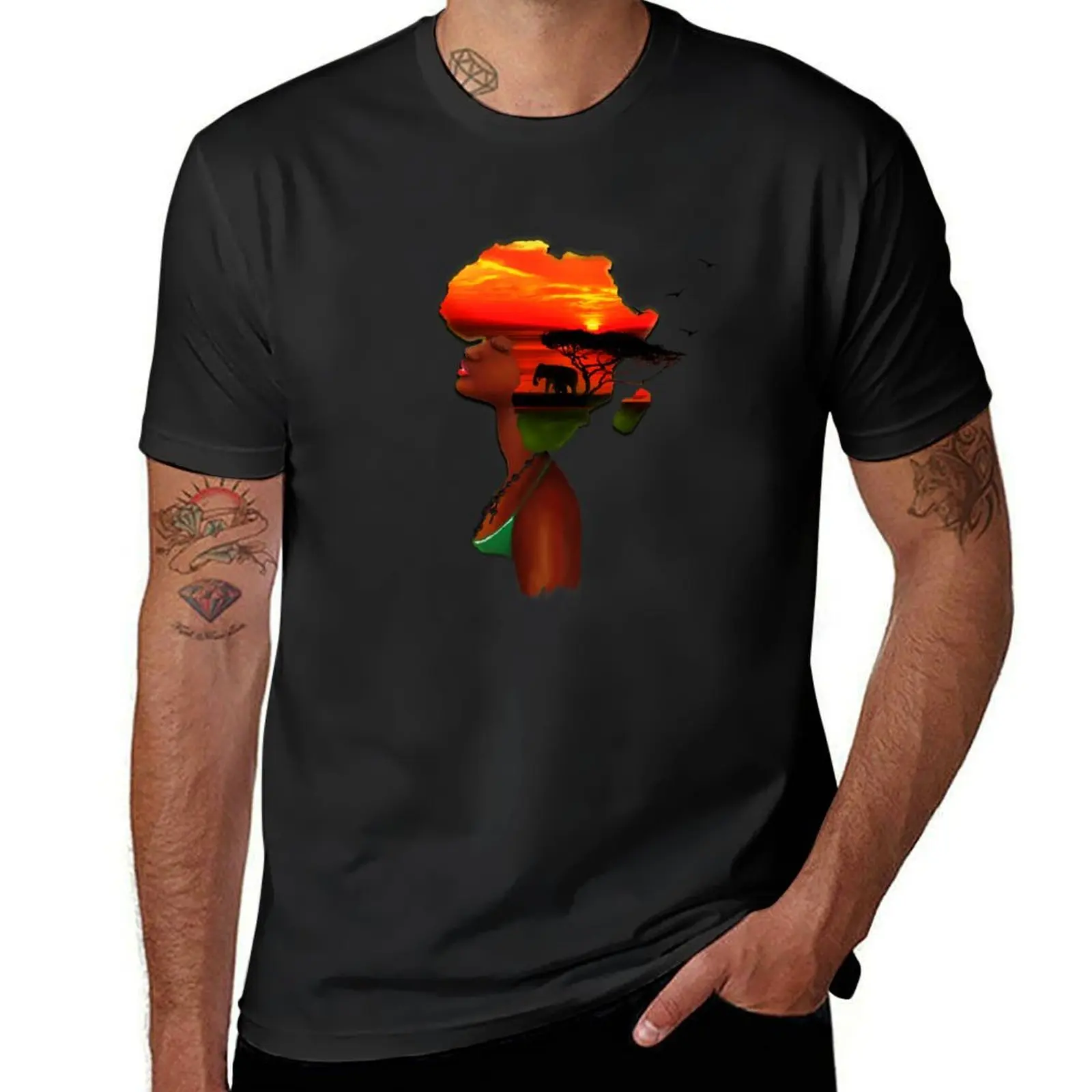 African Sunset T-Shirt for a boy plus size tops oversized cute clothes workout shirts for men