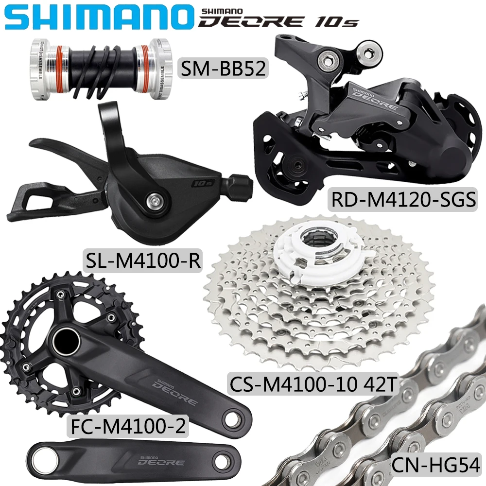 

SHIMANO M4100 10 Speed Derailleur Groupset MTB Bike CS-M4100 42/46T Cassette CN-HG54 Chain 170/175MM 26-36T Crank Bicycle Parts