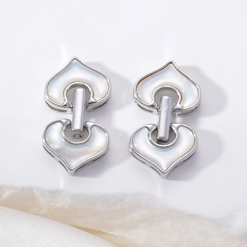 1 Piece Copper Double Love Arrow White Shell Pearl Necklace Connecting Buckle Accessories DIY Jewelry Making Material Wholesale