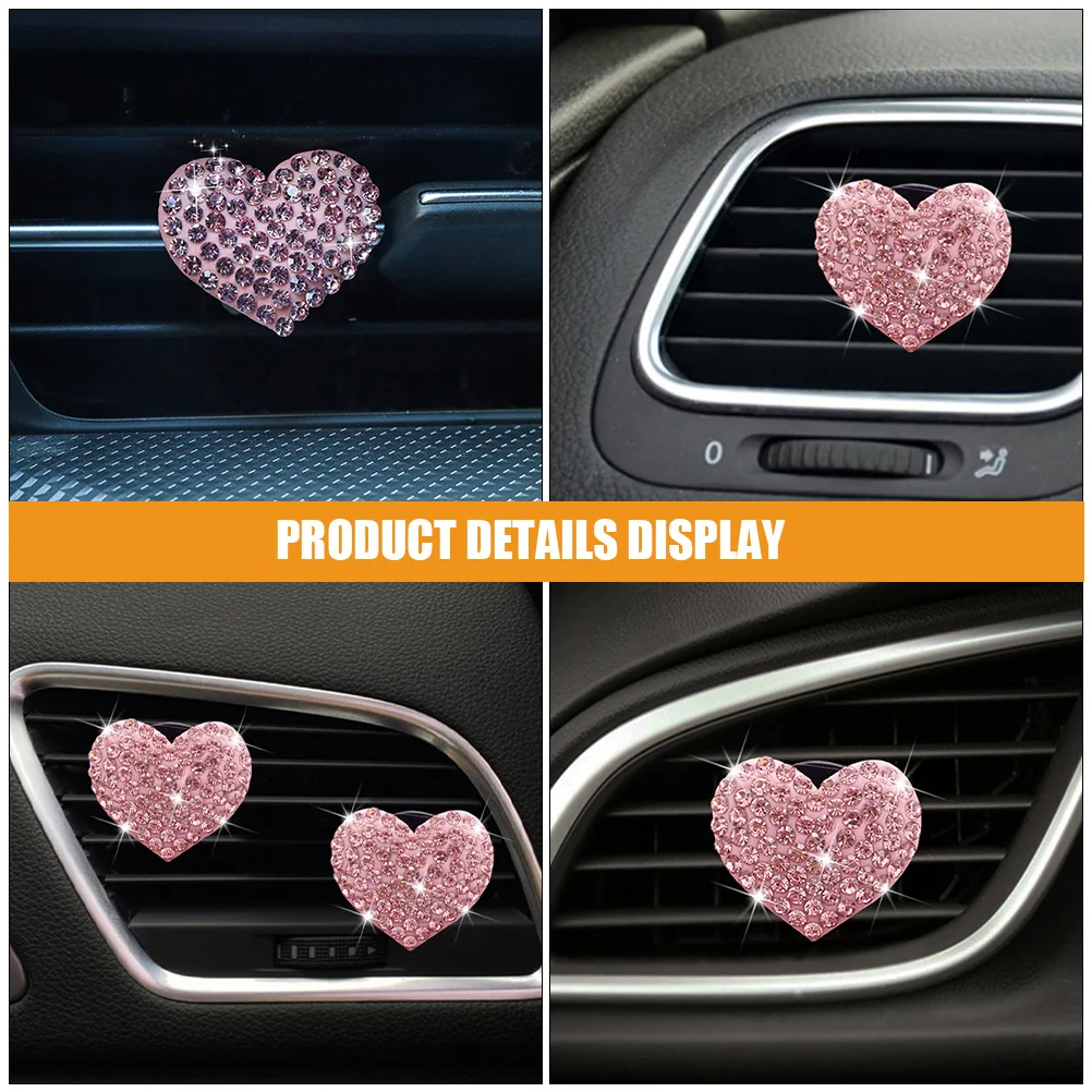 

2Pcs Romantic Heart Style Car Air Vent Clip High Durability Glass Aroma Clip for Auto Interior Decor Cute Freshener Gift